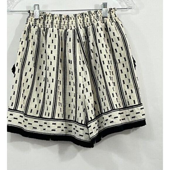 HUNTER BELL Sz XS Black Ivory Fringe Helene Clip Dot Shorts - Picture 5 of 7